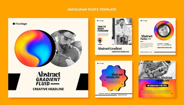 Vetor postagens de instagram de tecnologia de fluido abstrato de gradiente