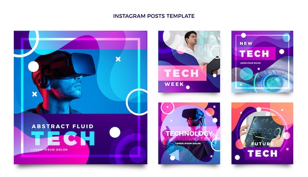 Vetor postagens de instagram de tecnologia de fluido abstrato de gradiente