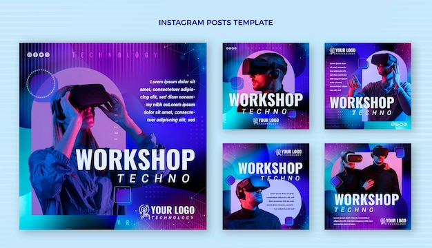 Postagens de instagram de tecnologia de fluido gradiente