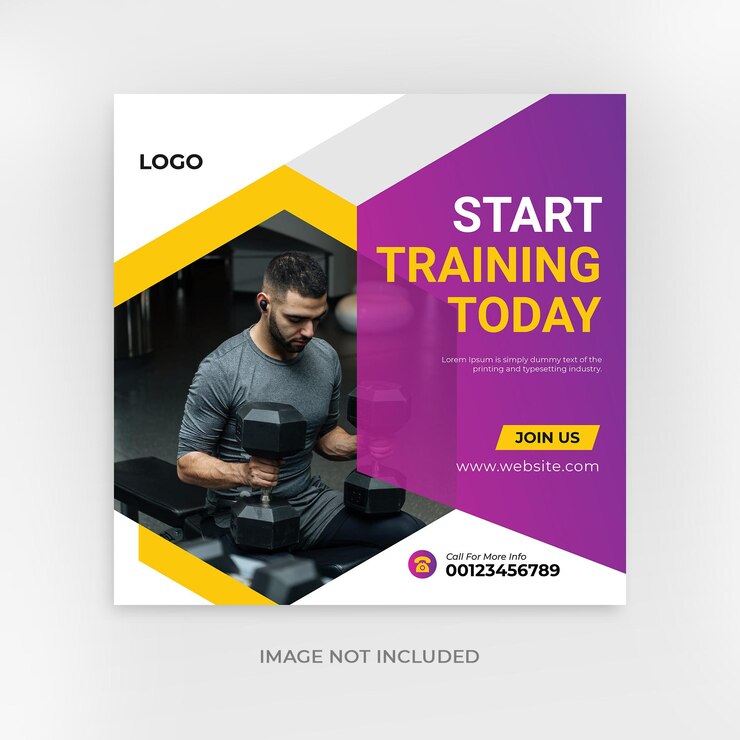Postagens de mídia social de academia e fitness