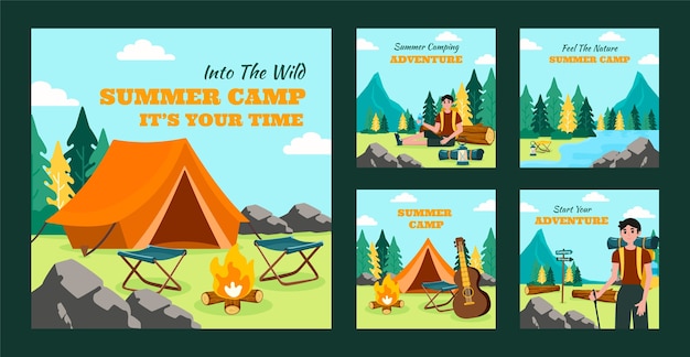 Postagens do instagram de aventura de acampamento