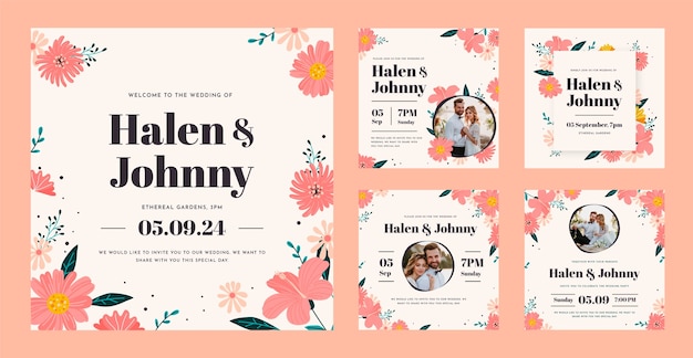 Postagens do instagram de celebração de casamento