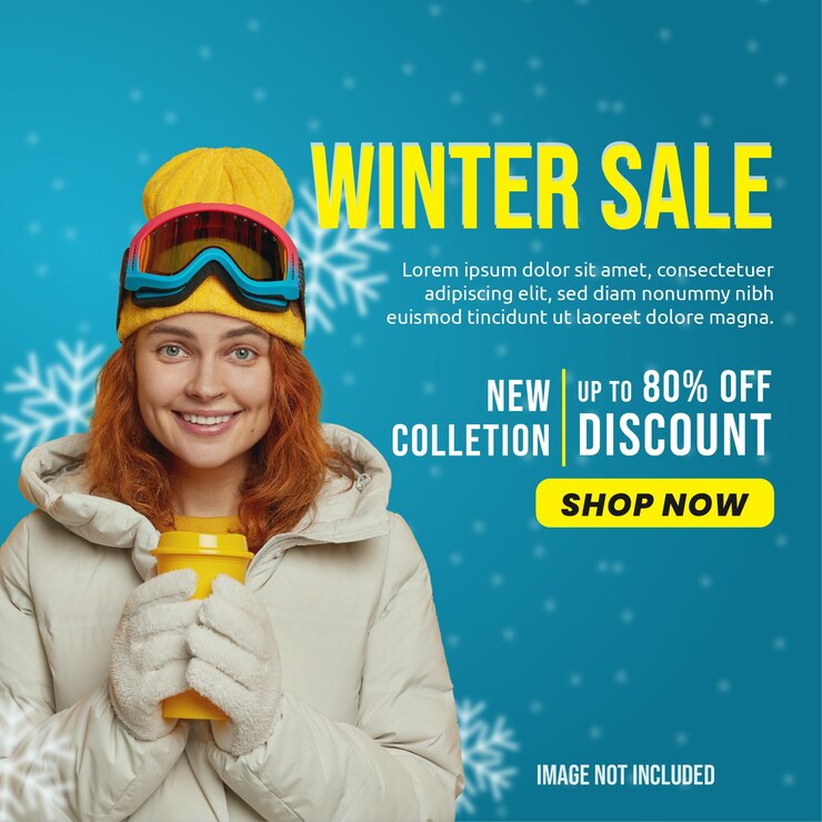 Vetor postagens do instagram para promoção de inverno