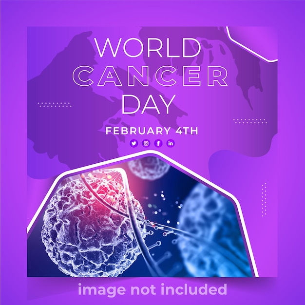 Postagens gratuitas nas redes sociais de conscientização do Dia Mundial do Câncer em EPS