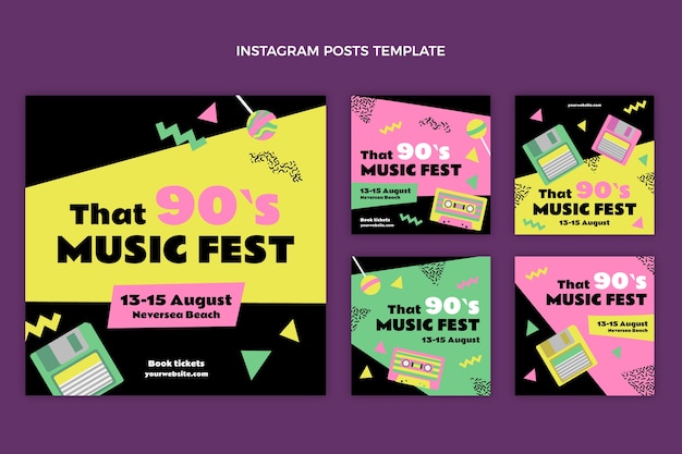 Postagens no Instagram do festival de música dos anos 90