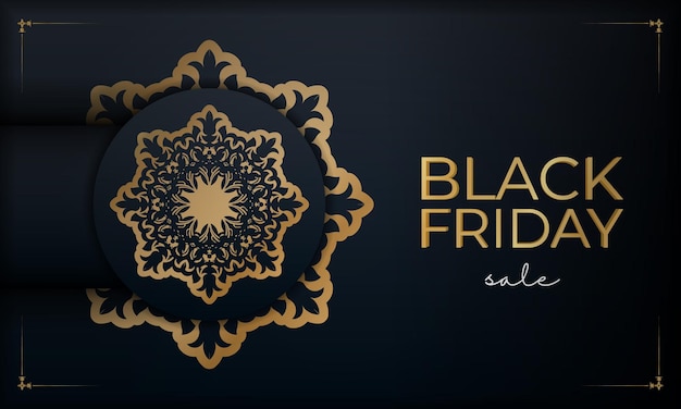 Pôster blue friday black friday com um luxuoso padrão dourado