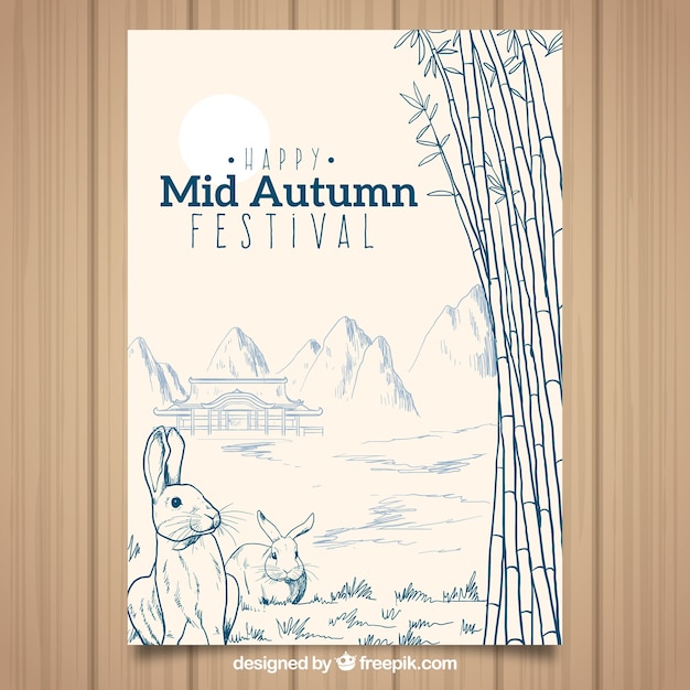 Poster bonito do festival de meados de outono