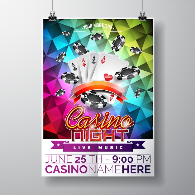 Poster colorido da noite do casino