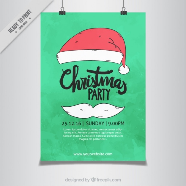 Vetor poster da festa de natal com elementos de papai noel