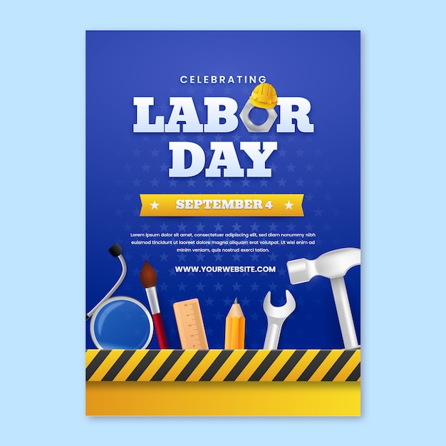 Poster de celebração do Dia do Trabalhador em gradiente