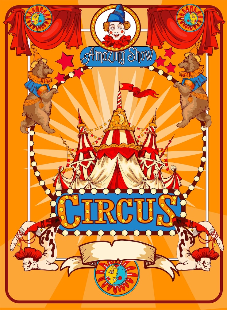 Vetor pôster de circo vintage