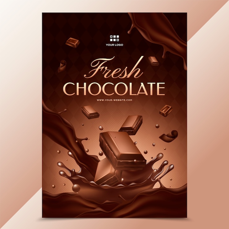 Vetor poster de comida de chocolate em estilo realista