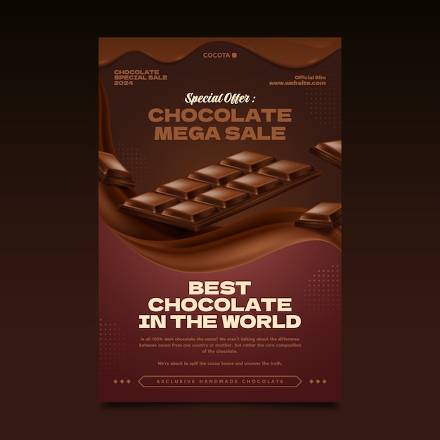 Poster de comida de chocolate em estilo realista