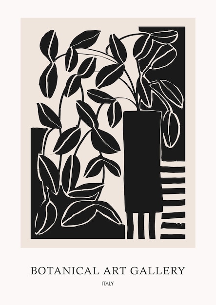 Poster de desenho a tinta - modelo de galeria de arte - linha de reprodução de linogravura - impressão de arte de linha modernista