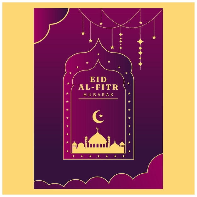 Vetor poster de eid alfitr desenho de celebração vibrante