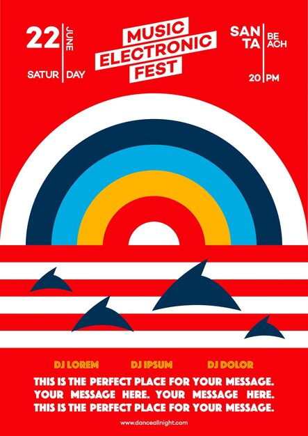 Vetor poster de festa de verão para festival de música eletrônica