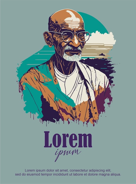 Poster de ilustração vetorial de Ghandi