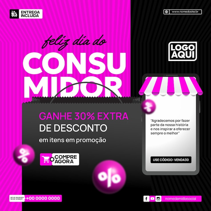 Vetor poster de marketing de mídia social da semana do consumidor minimalista