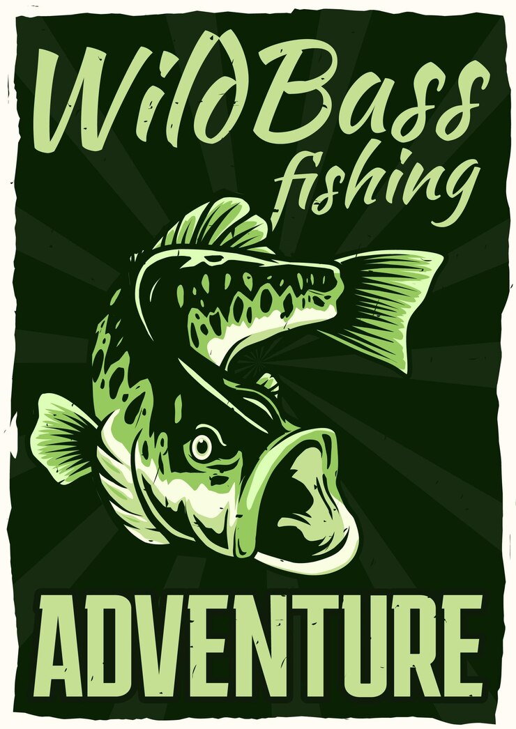 Vetor poster de pesca de barras selvagens para impressão