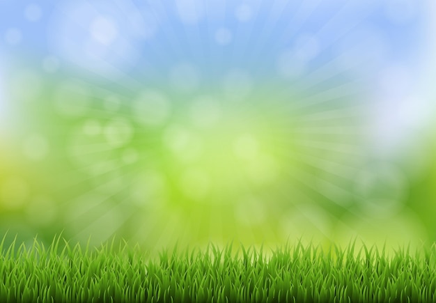 Pôster de primavera com fundo de grama