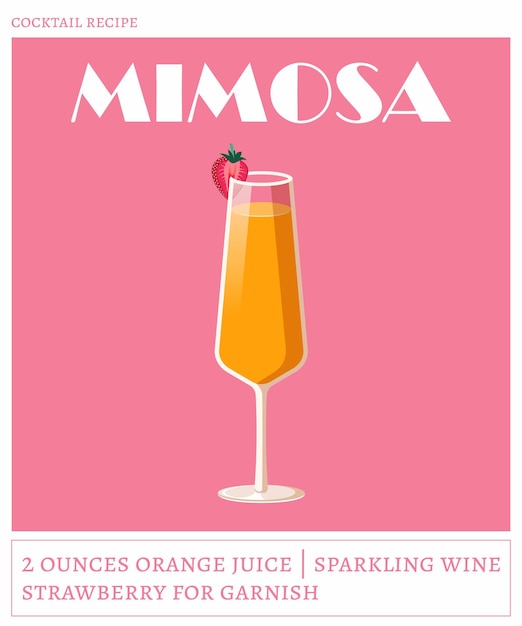 Poster de receita de coquetel de mimosa