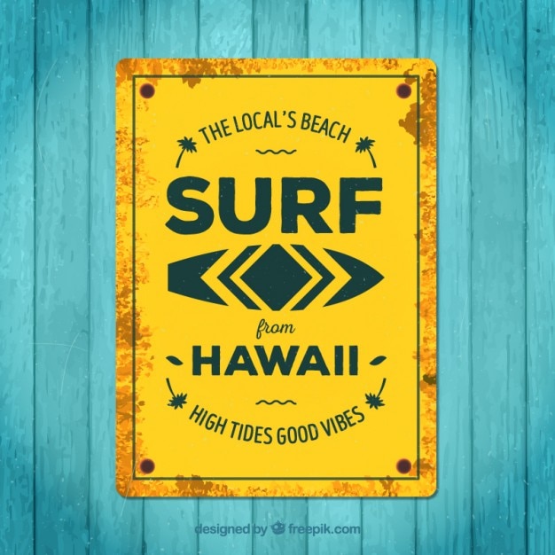 Poster de surf amarelo no estilo do vintage