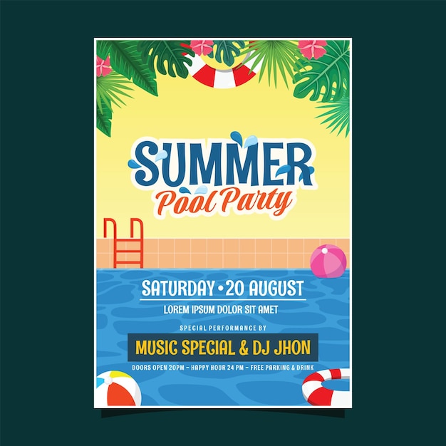 Poster de uma festa de verão na piscina