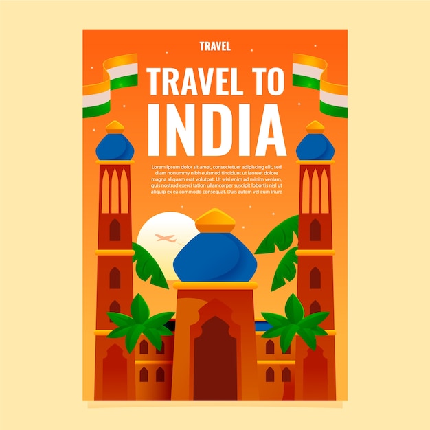 Vetor poster de viagem à índia desenhado à mão