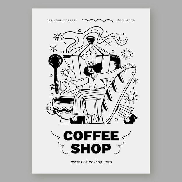 Poster desenhado à mão em estilo doodle