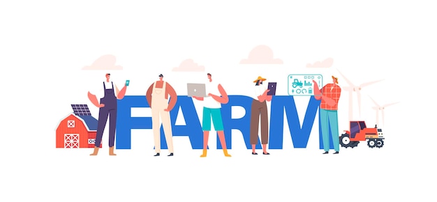 Pôster do Conceito de Agricultura Inteligente Tecnologias Agrícolas Inovadoras Agricultura Digital Moderna Controlada Remotamente