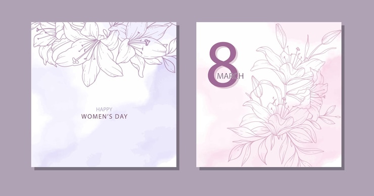 Vetor poster do dia da mulher conjunto de cartazes florais para 8 de março desenho de flores cartões de saudação do dia das mulheres