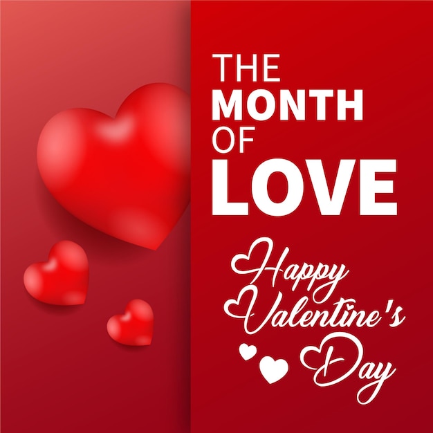 Poster do dia dos namorados, mês do amor, muitos corações ao fundo.