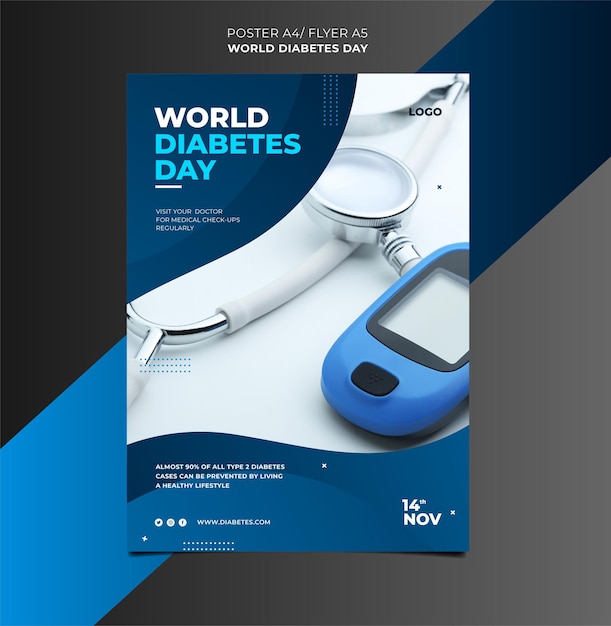 Pôster do dia mundial da diabetes Vetor Premium