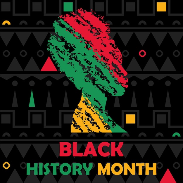 Poster do mês da história negra silhueta de uma menina afro-americana vector