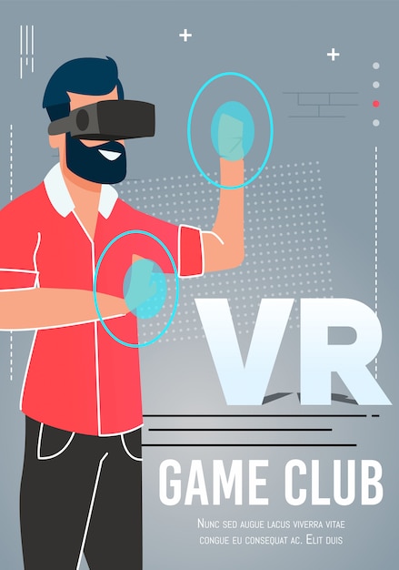 Poster dos desenhos animados do convite do clube da realidade virtual