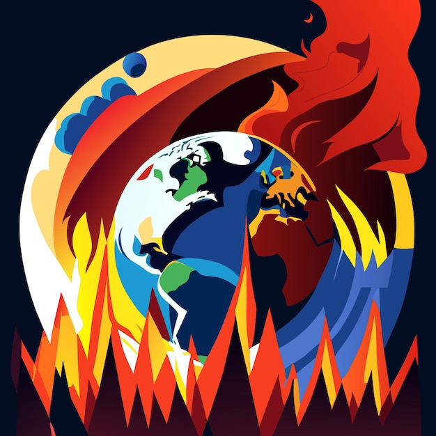 Poster flaming planet appeal dia mundial do meio ambiente