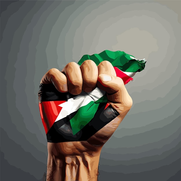 Poster gratuito da palestina punho de mão com as cores da bandeira da palestina arquivo vetorial