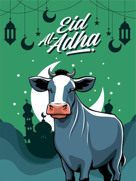 Vetor pôster ilustração eid al adha