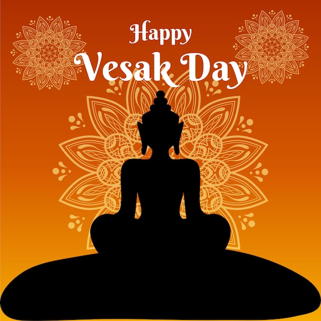 Vetor poster para o feliz dia de vesak com um vetor de buda modelo de design de postagem de mídia social