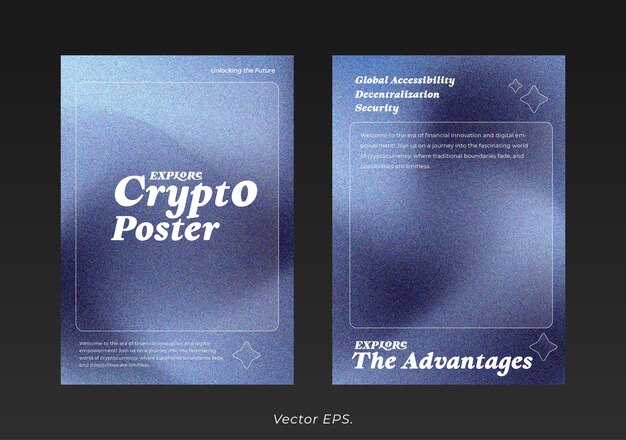 Poster premium com tema de criptografia moderna com texto futurista e fundo de gradiente azul misturado