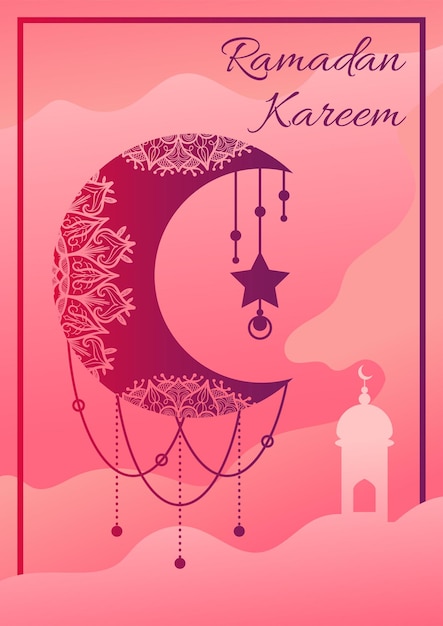 Pôster ramadan kareem com lua cresz