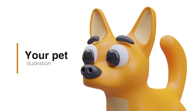 Vetor poster realista com um cão fofinho bonito conceito do seu animal de estimação brinquedo para crianças cuidado de cão