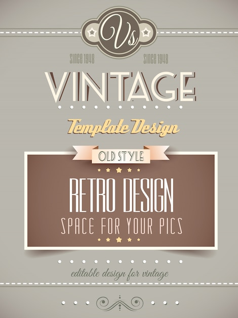 Vetor poster retro vintage ou modelo de capa