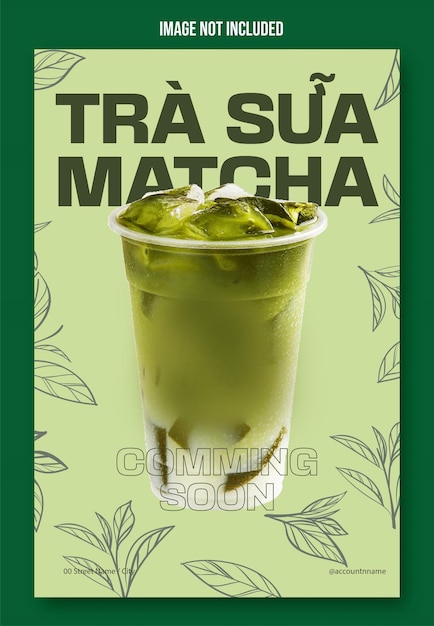 Poster Tra Sua Matcha Modelo de Design de Matcha de Verão