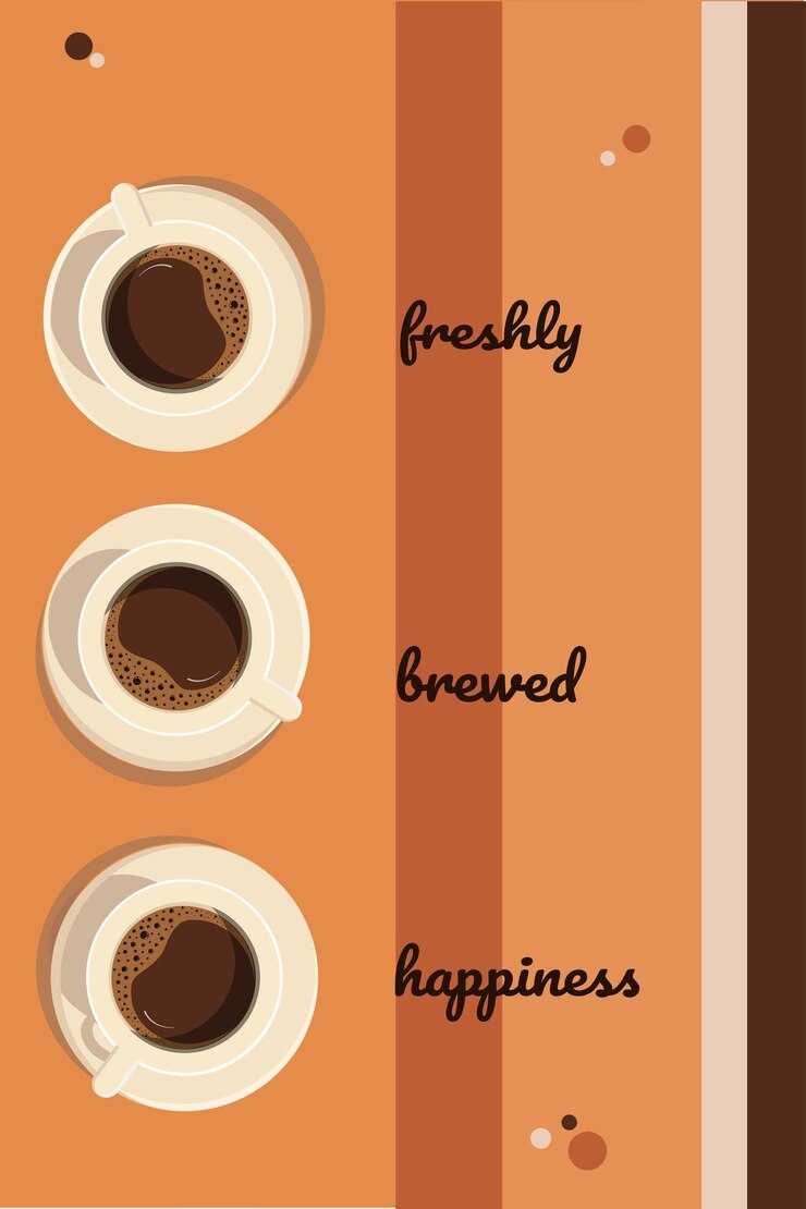 Vetor pôster xícaras de café estilo groovy na cor de fundo vintage com texto
