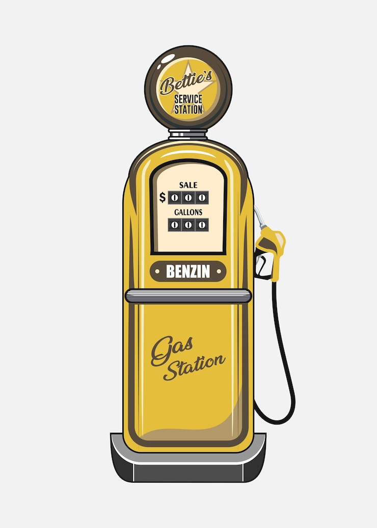 Vetor posto de gasolina retrô de vetor 2