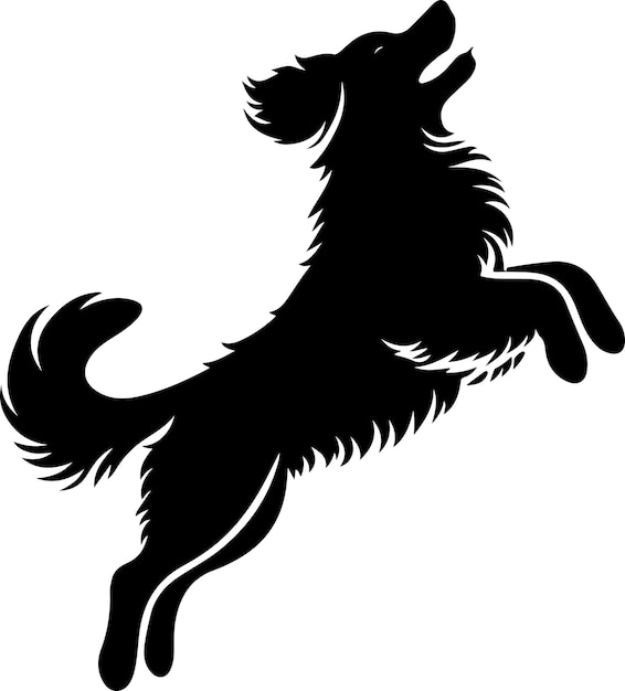 Vetor postura mínima de salto de cão silhueta vetorial silhueta de cor preta 9