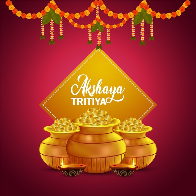 Pote de moedas de ouro criativo feliz akshaya tritiya