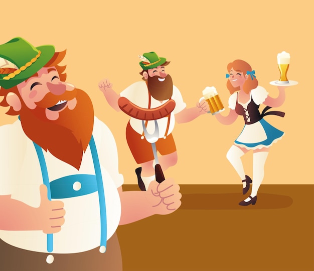 Povo bávaro com cerveja