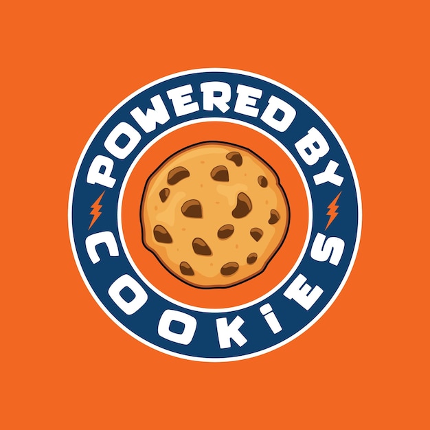 Vetor powered by logotipo de cookies para camiseta